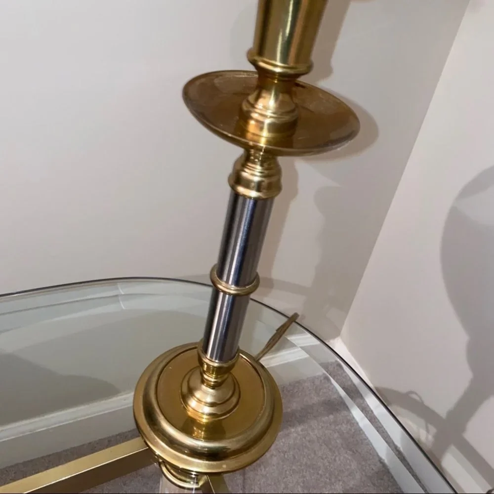 Beautiful Gold Bedside Lamp White Shade Vintage